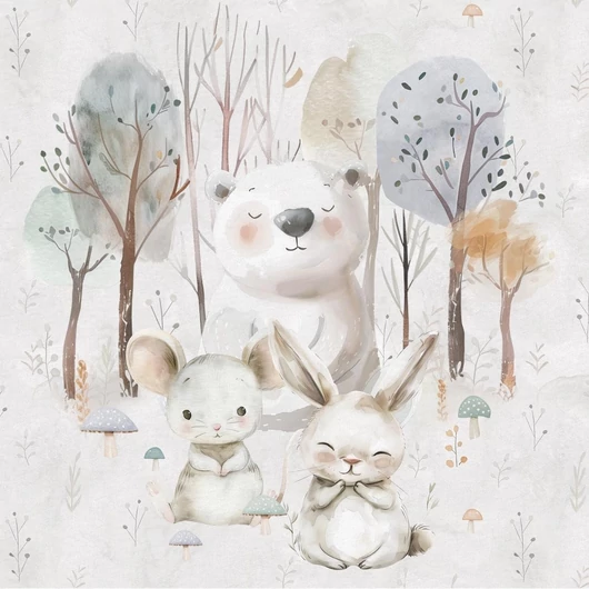 Prémium Futter, szabadidő anyag panel 40x50 cm, A fehér erdő állatkái