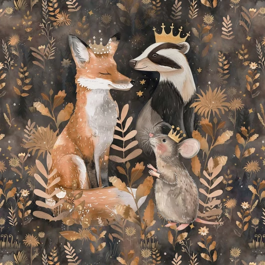 Futter, szabadidő anyag panel 40x50 cm, Az arany erdő állatai