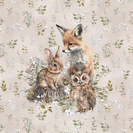 Futter, szabadidő anyag panel 40x50 cm, Az erdő állatai