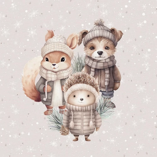 Prémium Futter, szabadidő anyag panel 40x50 cm, Cuki állatok kabátban