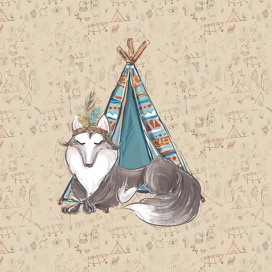 Futter, szabadidő anyag panel 40x50 cm, indián farkas