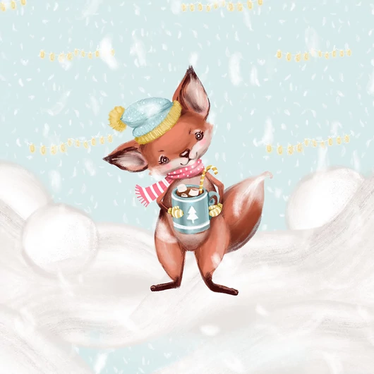 Futter, szabadidő anyag panel 40x50 cm, róka bögrével