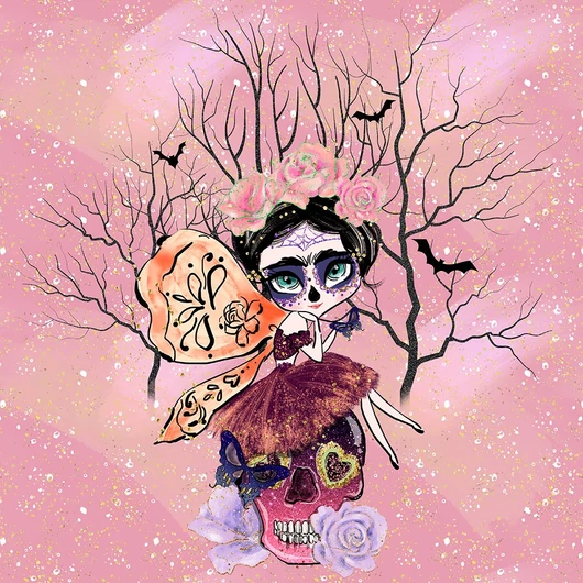 Futter, szabadidő anyag panel 40x50 cm, Halloween tündér