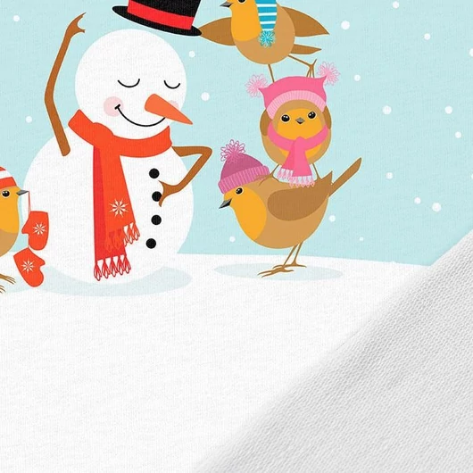 Prémium Futter, szabadidő anyag panel 40x50 cm, Hóember és verebek