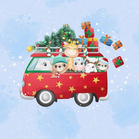 Prémium Futter, szabadidő anyag panel 40x50 cm, Karácsonyi busz