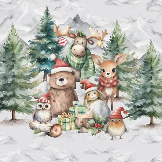 Prémium Futter, szabadidő anyag panel 40x50 cm, Karácsonyi erdő