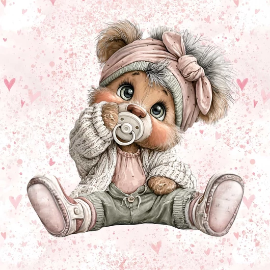 Prémium Futter, szabadidő anyag panel 40x50 cm, Mackó cumival