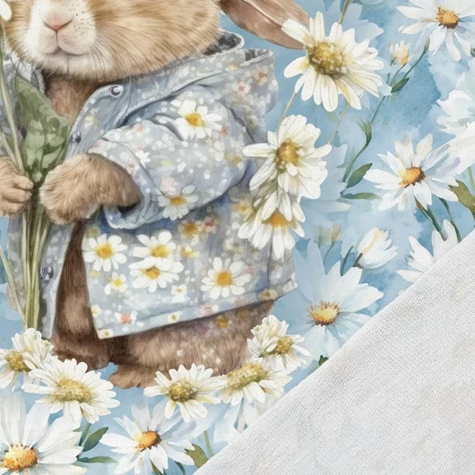 Futter, szabadidő anyag panel 40x50 cm, Nyuszi százszorszéppel