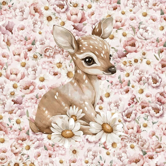 Futter, szabadidő anyag panel 40x50 cm, Őz virágok között