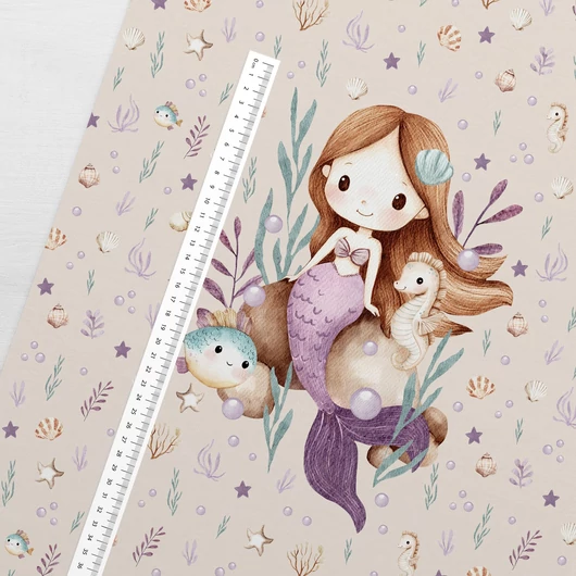 Futter, szabadidő anyag panel 40x50 cm, Sellő és kis barátai