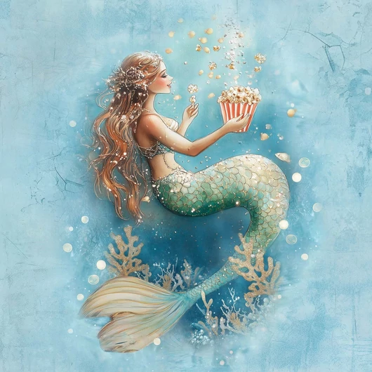 Futter, szabadidő anyag panel 40x50 cm, Sellő popcornnal