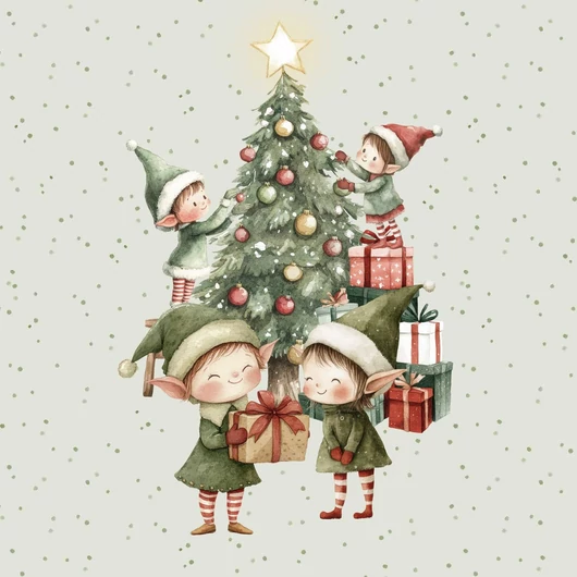 Futter, szabadidő anyag panel 40x50 cm, Szorgos Elf manók