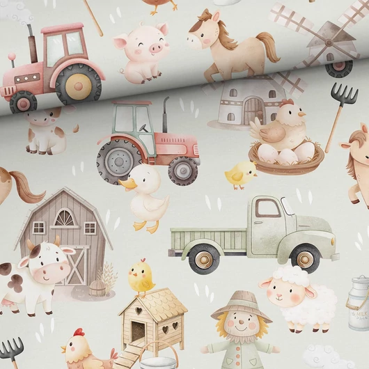 Prémium mintás futter, Boldog farm, zöld