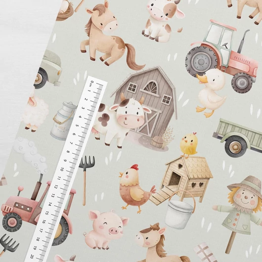 Prémium mintás futter, Boldog farm, zöld