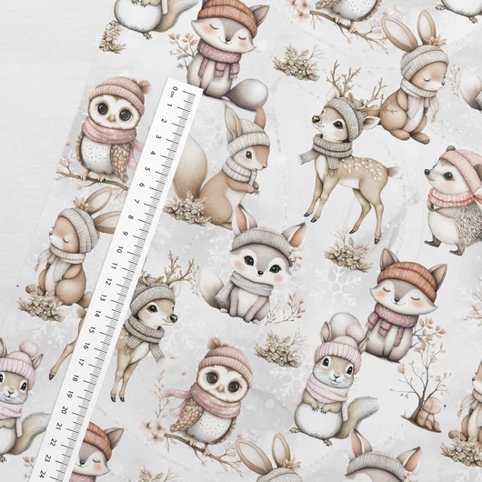 Prémium mintás futter, Cuki állatok a hófödte mezőn