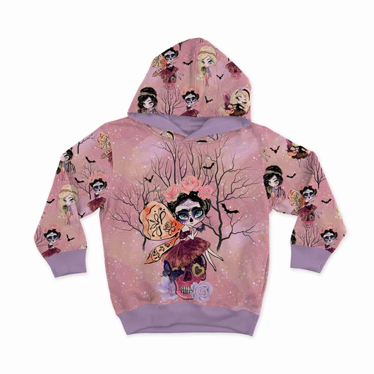 Prémium mintás futter, Halloween tündérek, pink