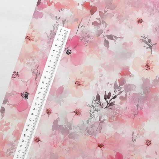 Prémium mintás futter, Pink és narancs virágok