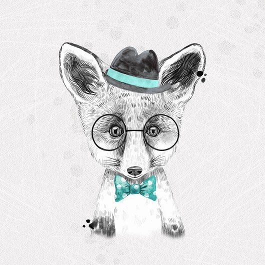 Futter, szabadidő anyag panel 40x50 cm, monokróm kölyökróka