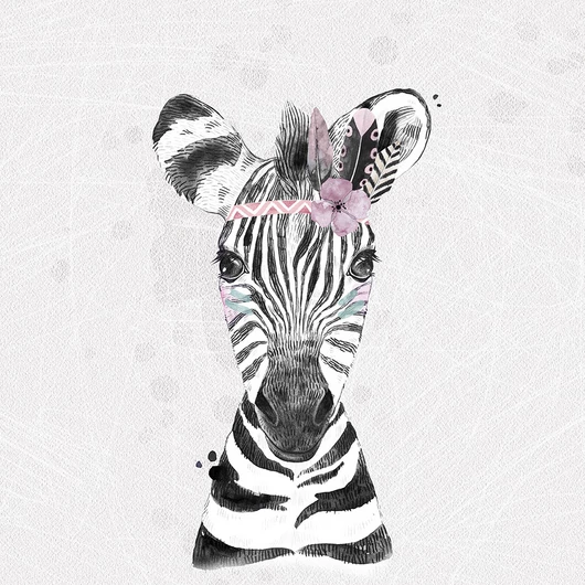 Futter, szabadidő anyag panel 40x50 cm, monokróm kölyökzebra
