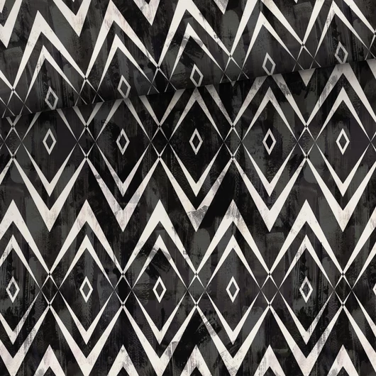 Prémium pamut jersey, Fekete-fehér rombuszok