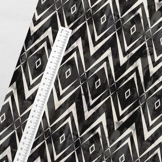 Prémium pamut jersey, Fekete-fehér rombuszok