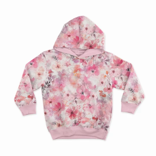 Prémium pamut jersey, Pink és narancs virágok