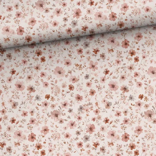 Prémium pamut jersey, Pink virágok
