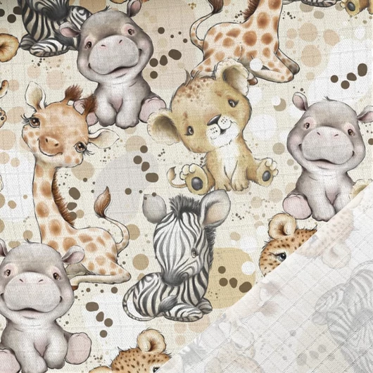 Prémium mintás bambusz pelenka, muszlin anyag, Afrikai fiú állatbébik