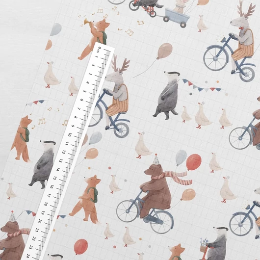 Prémium mintás bambusz pelenka, muszlin anyag, Állatok a felvonuláson