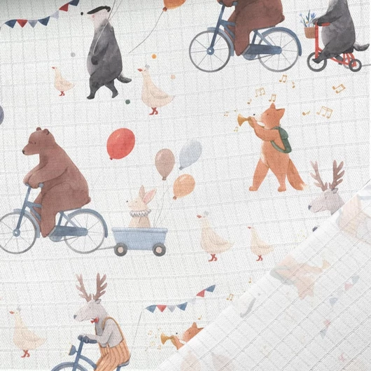 Prémium mintás bambusz pelenka, muszlin anyag, Állatok a felvonuláson