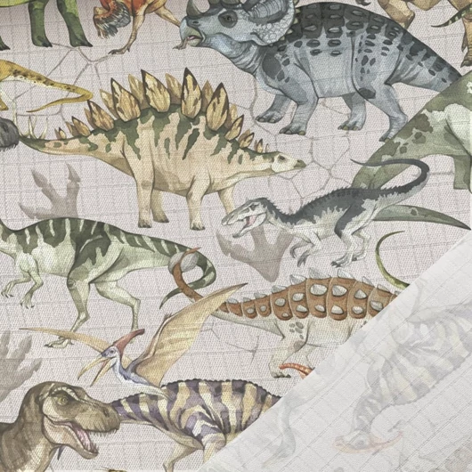 Prémium mintás bambusz pelenka,muszlin anyag, Dínók