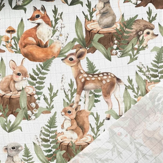 Prémium mintás bambusz pelenka, muszlin anyag, Erdei babák