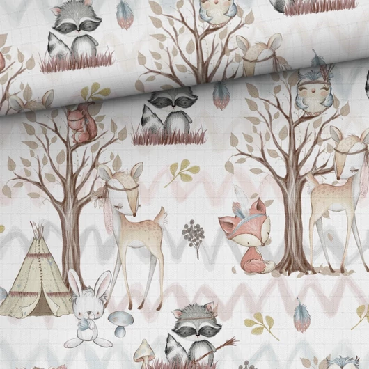 Prémium mintás bambusz pelenka anyag, Erdei barátok