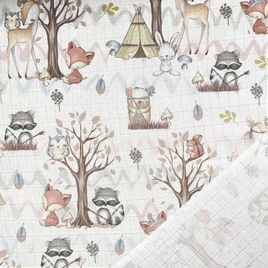 Prémium mintás bambusz pelenka, muszlin anyag, Erdei barátok