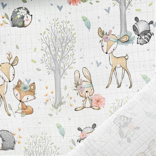 Prémium mintás bambusz pelenka, muszlin anyag, Erdei kalandok