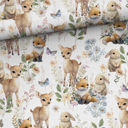 Prémium mintás bambusz pelenka anyag, Erdei tisztás