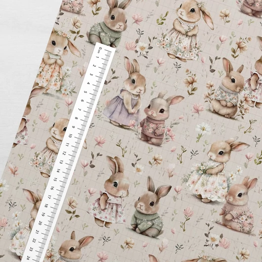 Prémium mintás bambusz pelenka,muszlin anyag, Nyuszik a virágzó réten