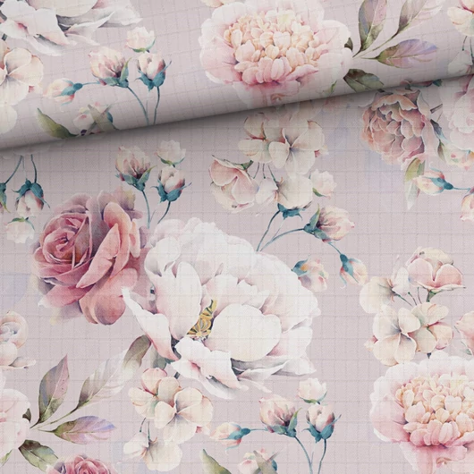 Prémium mintás bambusz pelenka anyag, Pasztell rózsabimbók