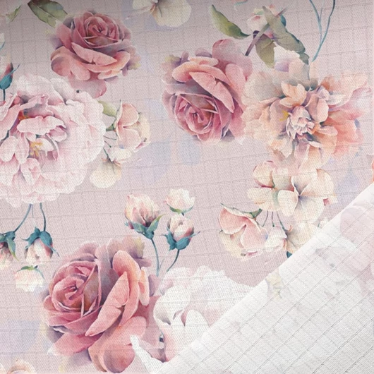 Prémium mintás bambusz pelenka, muszlin anyag, Pasztell rózsabimbók