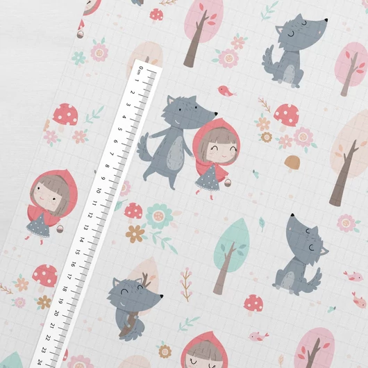 Prémium mintás bambusz pelenka, muszlin anyag, Piroska és a farkas