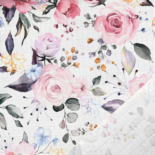 Prémium mintás bambusz pelenka,muszlin anyag, Tavaszi rózsák