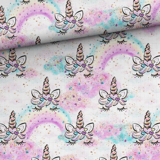 Prémium mintás bambusz pelenka anyag, Unikornis szempillák