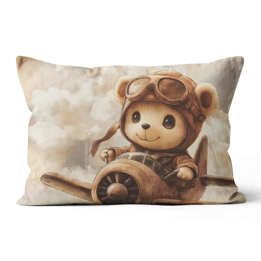 Prémium pamutvászon széles L panel 60x40 cm,  Pilóta maci