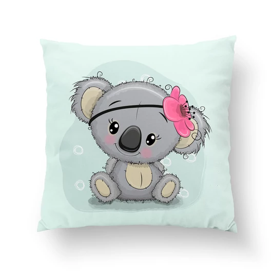 Prémium pamutvászon panel 38x38 cm, koala virággal