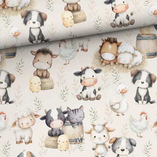 Prémium mintás pamutvászon, A farm állatai