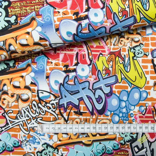 Prémium mintás pamutvászon, Graffiti