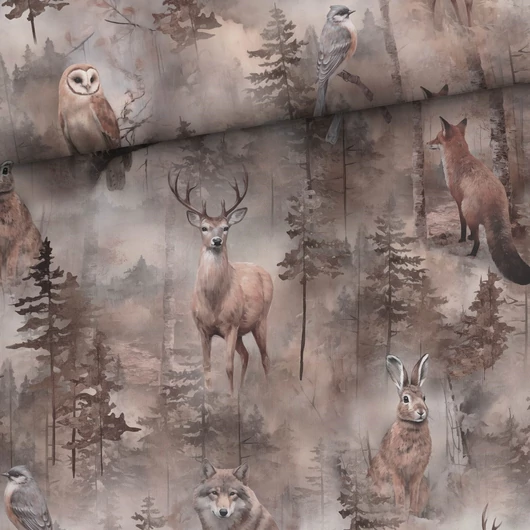 Prémium mintás pamutvászon, Hajnali erdő