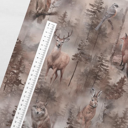 Prémium mintás pamutvászon, Hajnali erdő