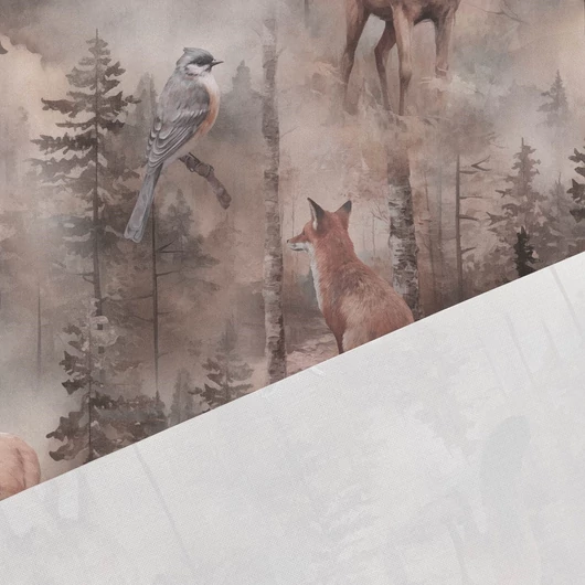 Prémium mintás pamutvászon, Hajnali erdő