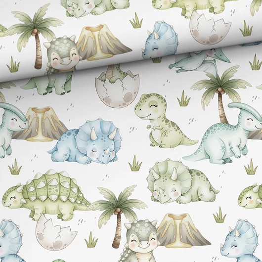 Prémium mintás pamutvászon, Kicsi dínók